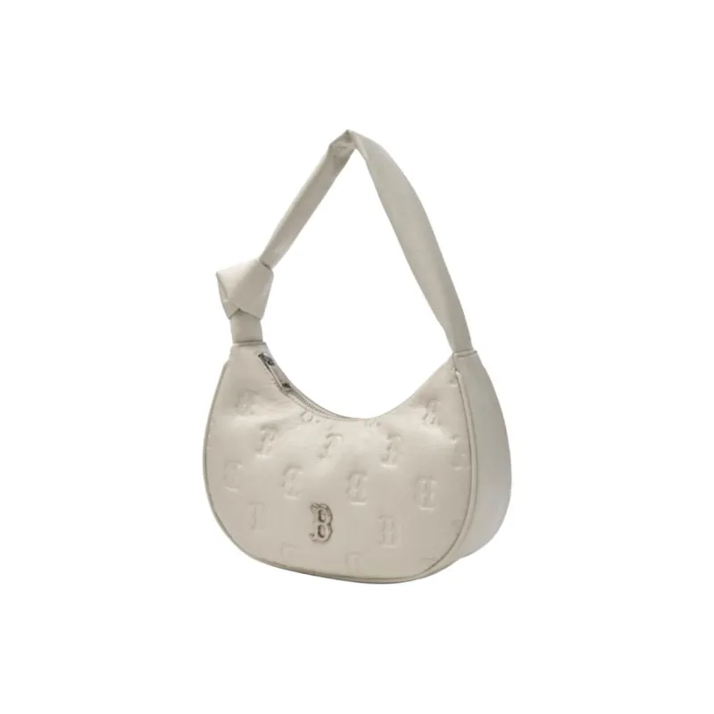 MLB MONOGRAM New York Yankees Synthetic Leather Hobo Bag Handbag Women's Ecru-1