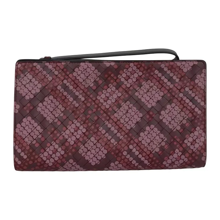 Bottega Veneta Cow Leather Clutch Women's Dark Red-0