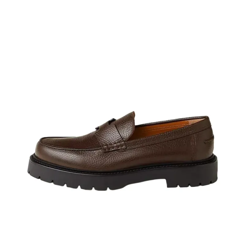 HERMES Klement Loafers 3cm Men's Brown-0