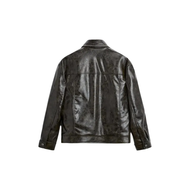 ZARA Leather Jacket Men's Green-1