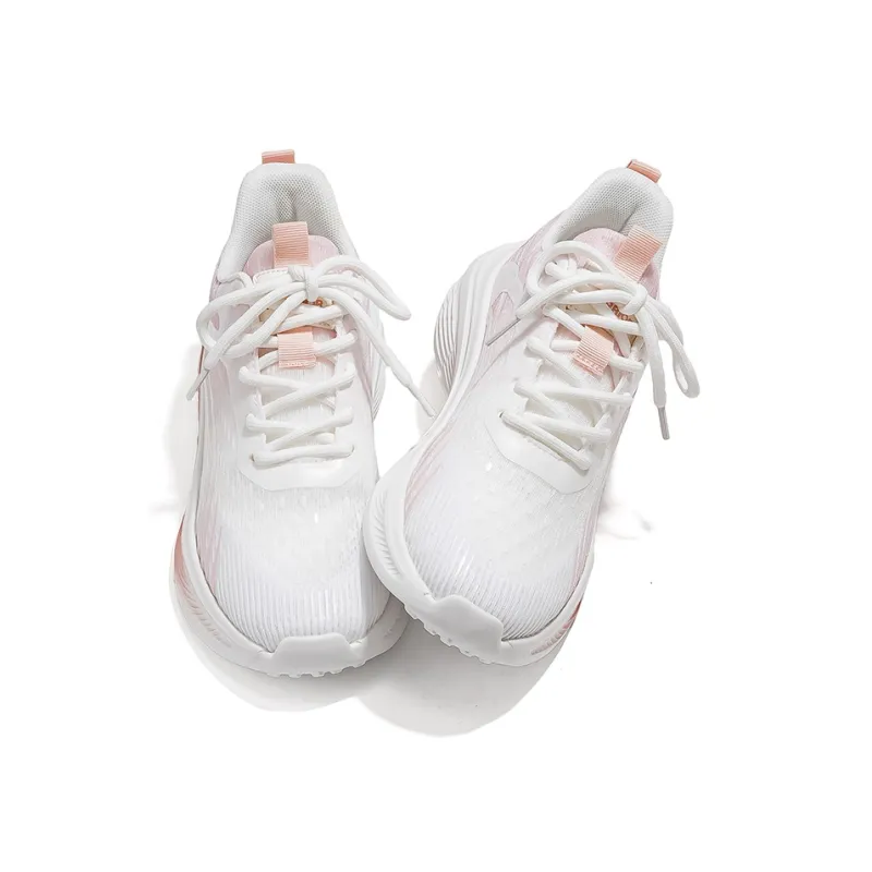 Warrior Cushioning Breathable Wear Resistant Low Top Casual Running Shoes Women's White Pink-2