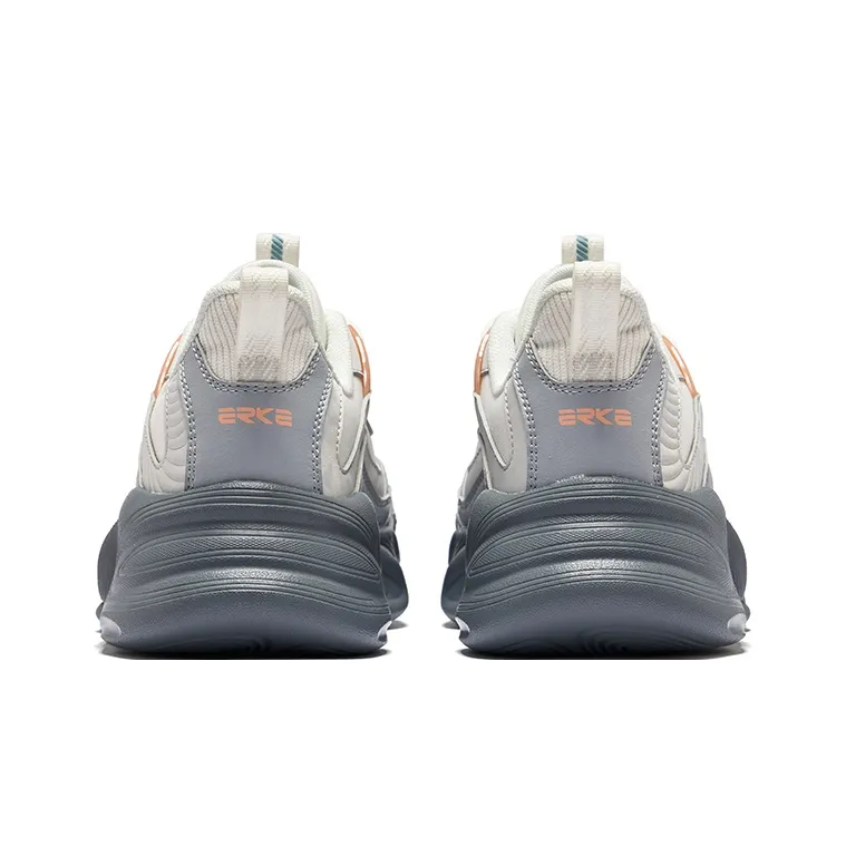 Erke Anti Slip And Wear Resistant Coverage Low Top Casual Shoes Men's Ecru Gray-3