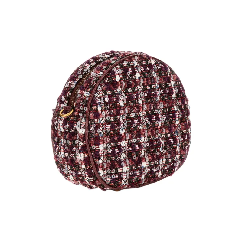 GUESS Polyester Round Cake Bag Shoulder Bag Crossbody Bag Mini Women's Burgundy Red-1