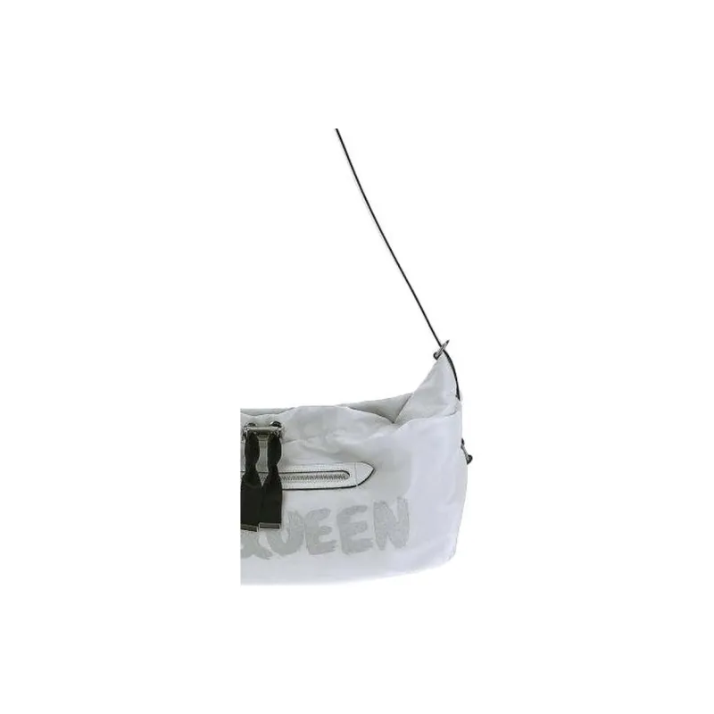 Alexander McQueen Bundle Draw Medium Shoulder Bag White/Black-4