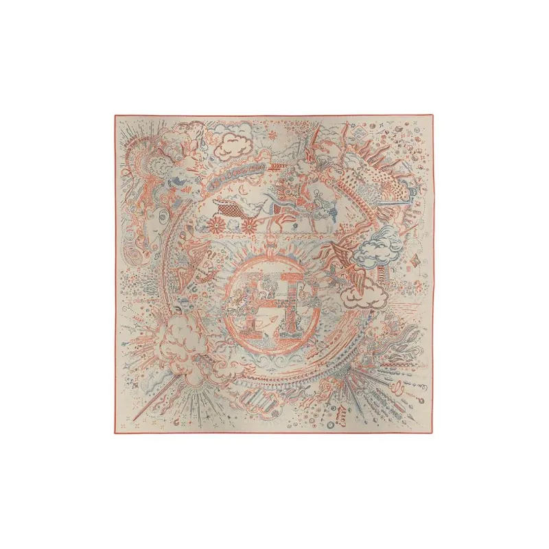 HERMES Cashmere Knit Scarves Men's Orange-0