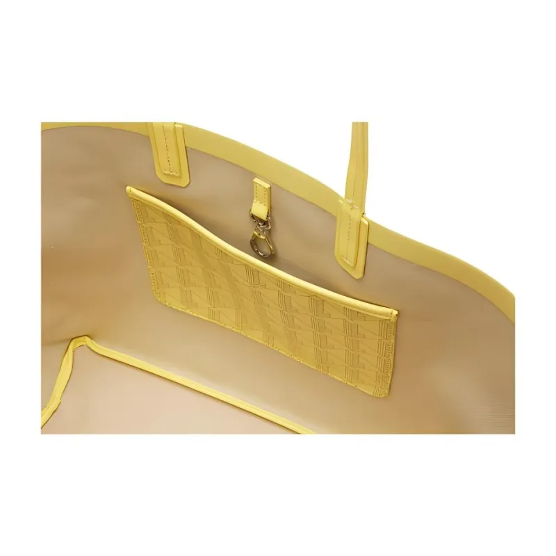 LACOSTE PVC Tote Bag Shopping Bag Shoulder Bag Handbag Large Size Women's Yellow-4