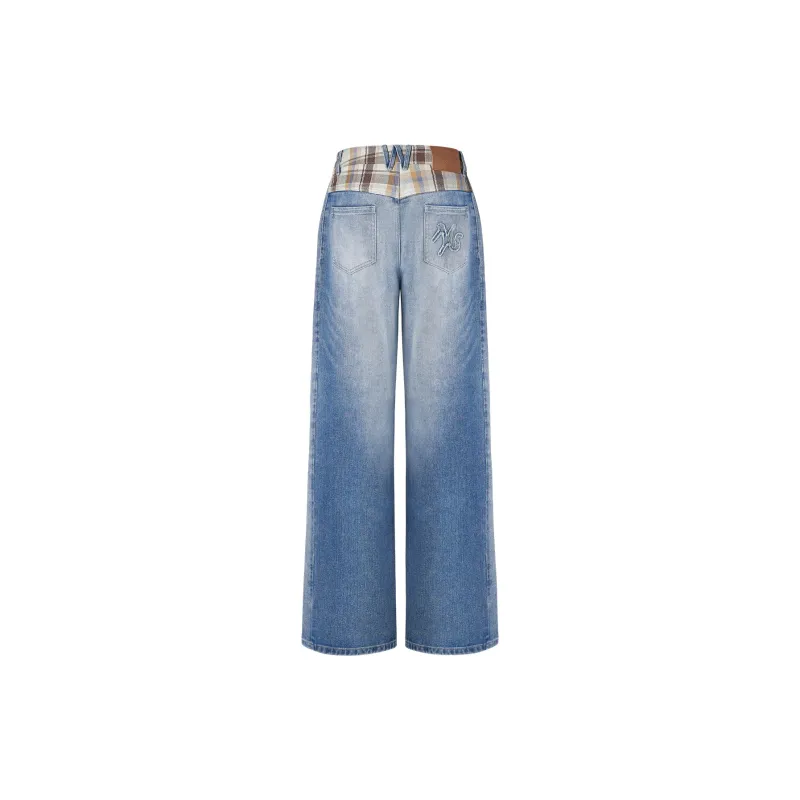 NAWS Jeans Unisex Racing Blue Plaid-1