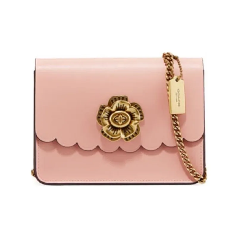 COACH Bowery Solid Color Leather Shoulder Bag Crossbody Bag Small Size Women's Cherry Blossom Pink-3