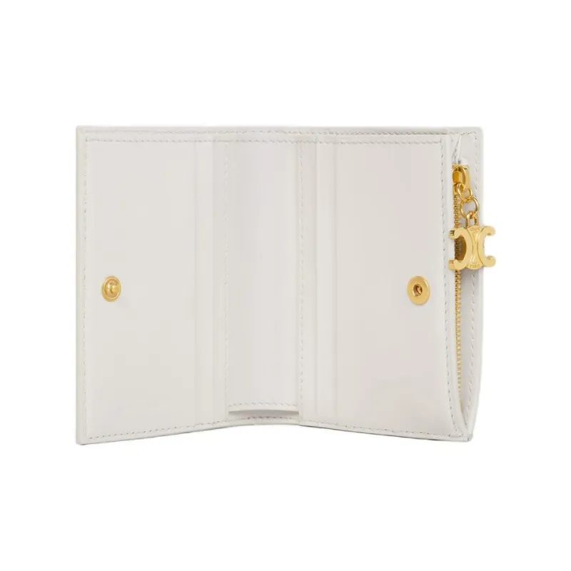 CELINE Triomphe Calfskin Wallet Women's Beige-3