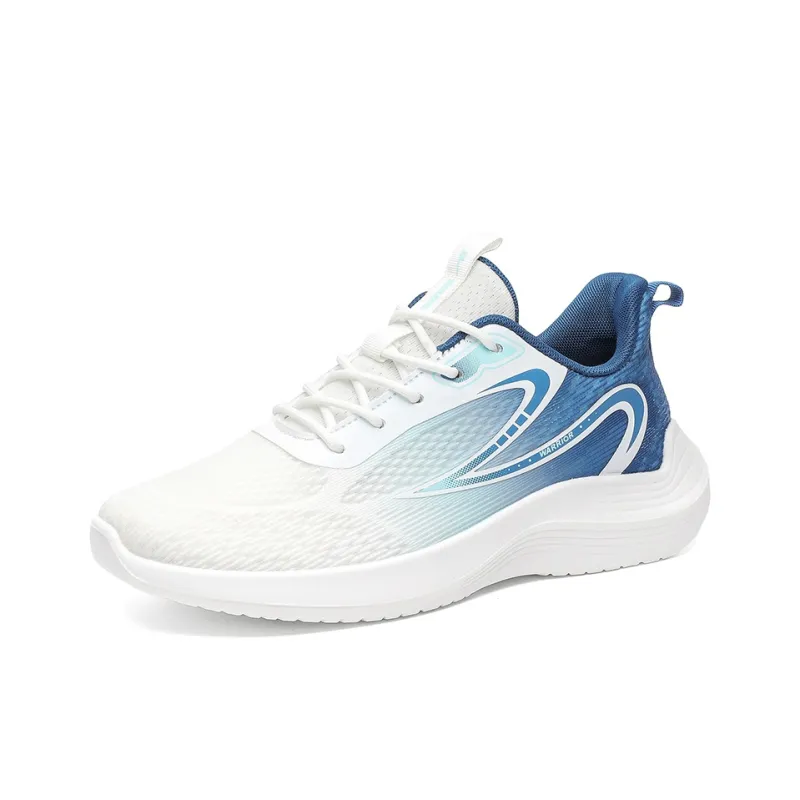 Warrior Lightweight Rebound Low Top Casual Training Long Distance Running Running Shoes Men's White Blue-2