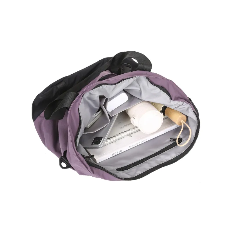 SNOOPY Polyester Shoulder Bag Medium Size Unisex Lavender-4
