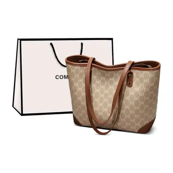 COMELY Synthetic Leather Tote Bag Shopping Bag Handbag Shoulder Bags Regular Women's Rock Brown