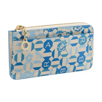 BVLGARI Grained Calfskin Wallets Card Holders Women's Blue