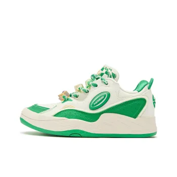 QIAODAN Egg Shoes Egg Waffle Cushioning Wear Resistant Low Top Skateboard Shoes Women's White Green