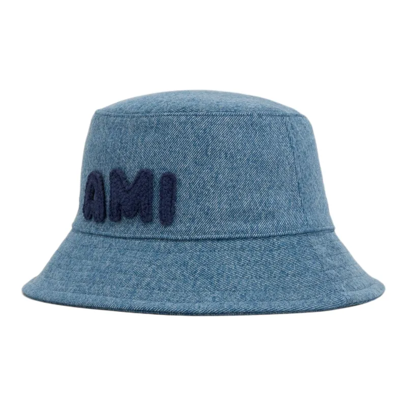 AMIPARIS Paris Logo Patch Denim Bucket Hat-1