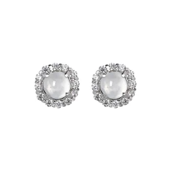 Oriental Jade Ice Glutinous Jadeite Stud Earrings Women's