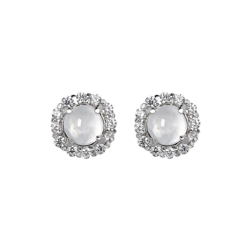 Oriental Jade Ice Glutinous Jadeite Stud Earrings Women's-0
