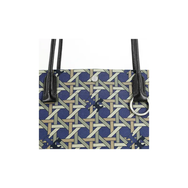 TORY BURCH Canvas With Leather Trim Tote Bag, Shopping Bag, Handbag, Shoulder Bag Women's Marine Blue-4