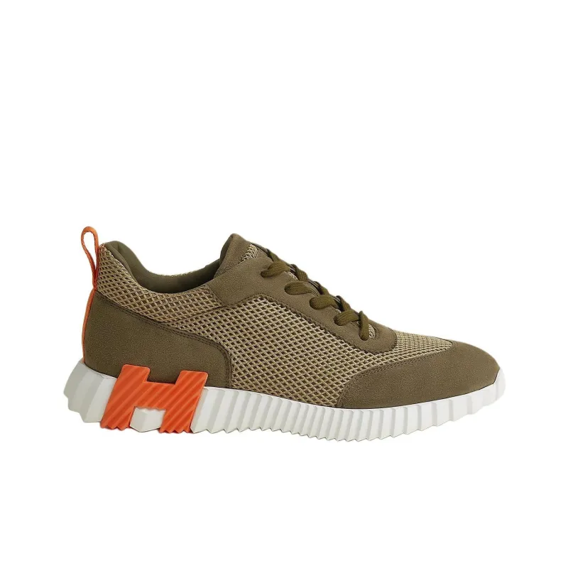 HERMES Bouncing Low-Top Casual Shoes Men's Olive Green-1