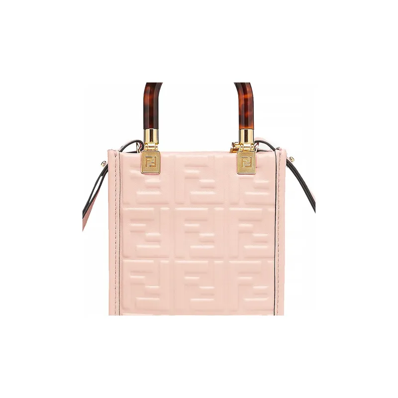 FENDI Sunshine Cow Leather Handbag Shoulder Bag Crossbody Bag Mini Women's Pink-4