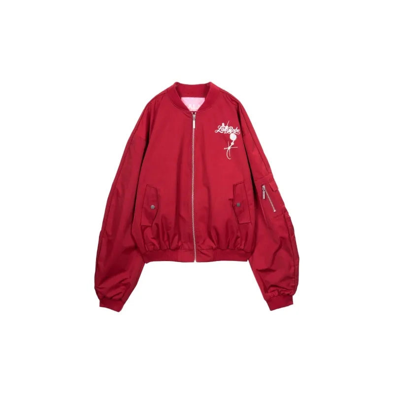 LALABOBO Baseball Jacket Women's Red-1