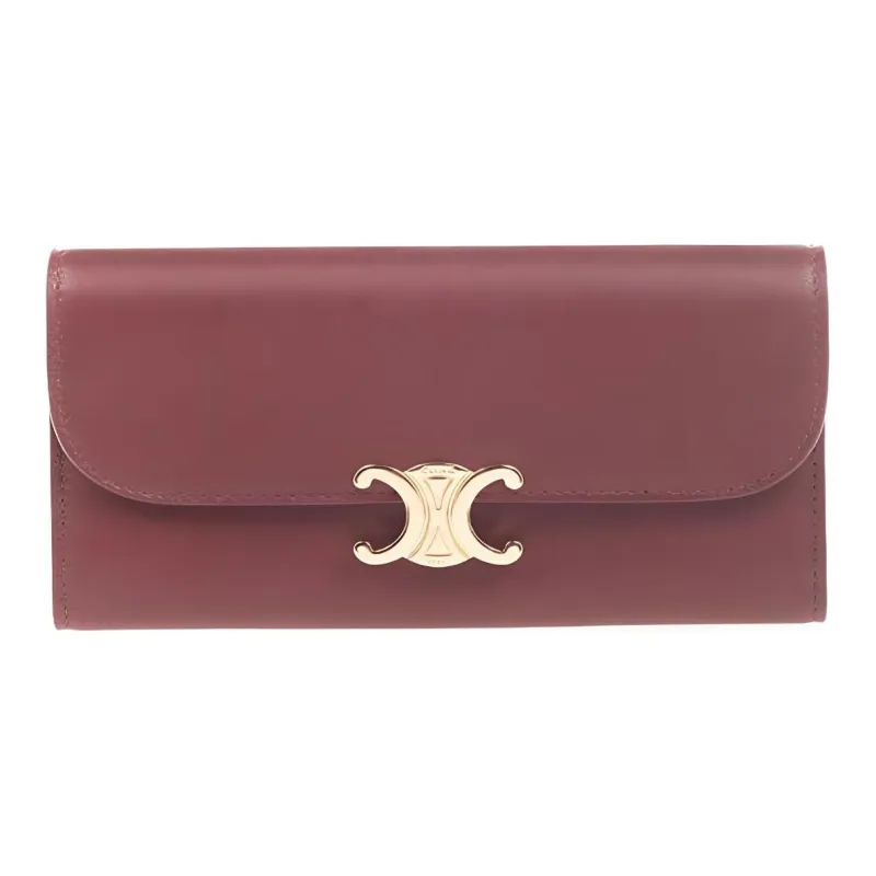 CELINE Leather Clutch Regular Women's Burgundy-0