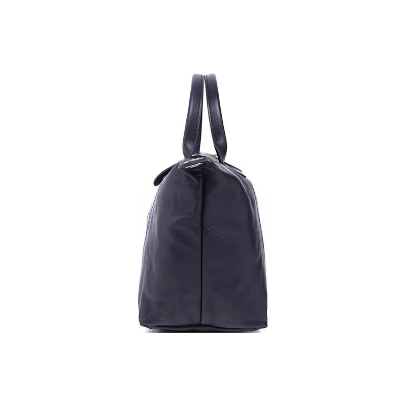 LONGCHAMP Le Pliage Cuir Lambskin Dumpling Bag One Shoulder Handbag Women's Black-3