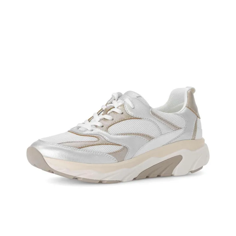 Gabor Rollingsoft Low Top Casual Shoes Women's White Silver-2