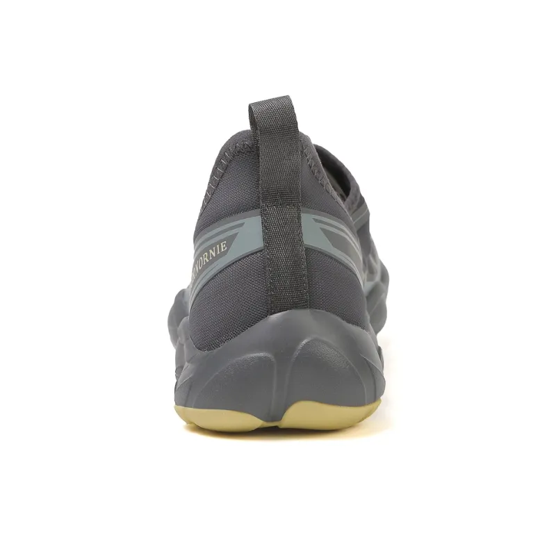 GORNORNIE Moisture Wicking Abrasion Resistant Lightweight Breathable Slip Resistant Low Top Outdoor Shoes Men's Gray-3