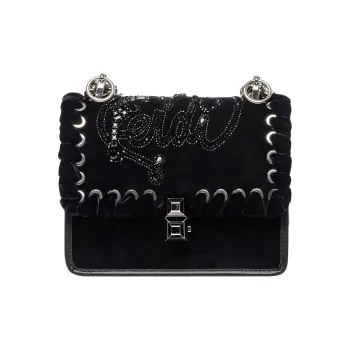 FENDI Kan I Leather, Cow Leather Crossbody Bag, Shoulder Bag Small Size Women's Black