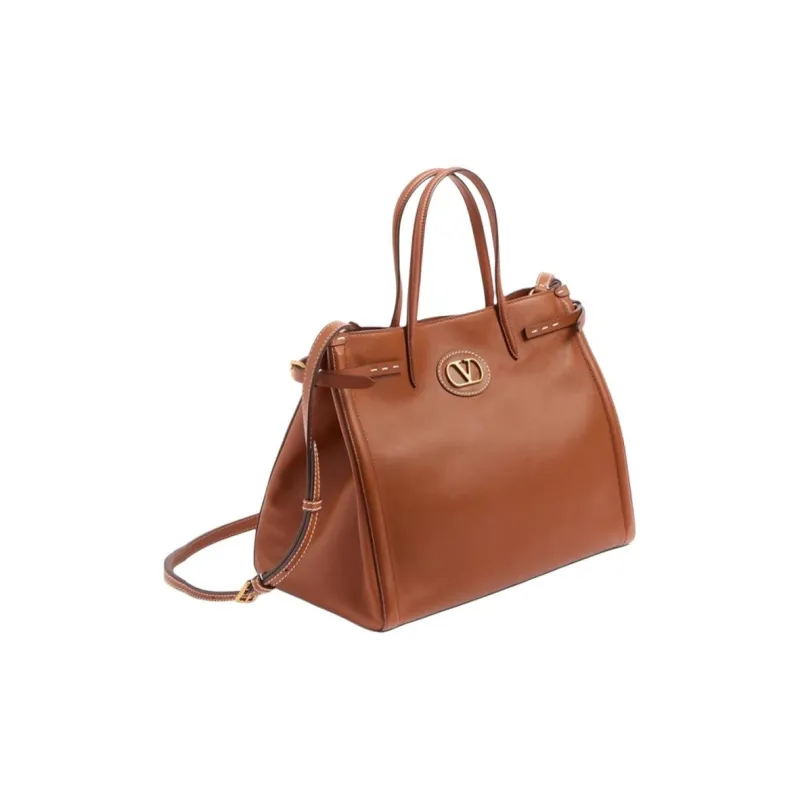 Valentino Calfskin Handbag Medium Size Men's Tobacco-1