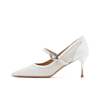 Ainer cat Slim Heel High Heels 7cm Women's White