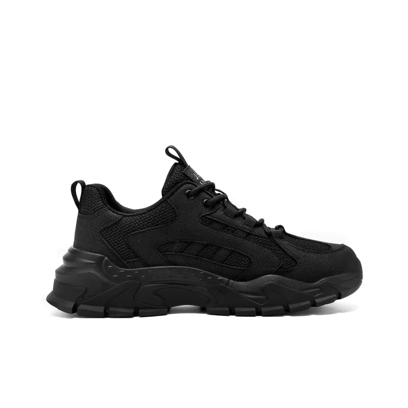 JEEP SPIRIT Slip Resistant, Abrasion Resistant, Breathable, Height Increasing Low Top Chunky Sneakers Men's Black-1