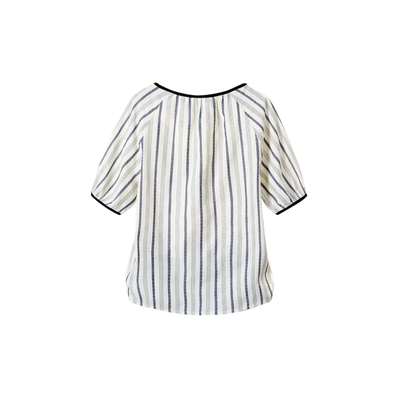 TOUCH Shirt Women's Beige With Blue Stripes-1