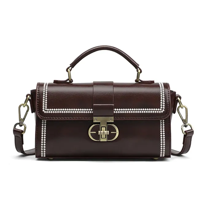 C°BANNER Cow Leather One Shoulder Crossbody Small Square Handbag Regular Women's Burgundy-1