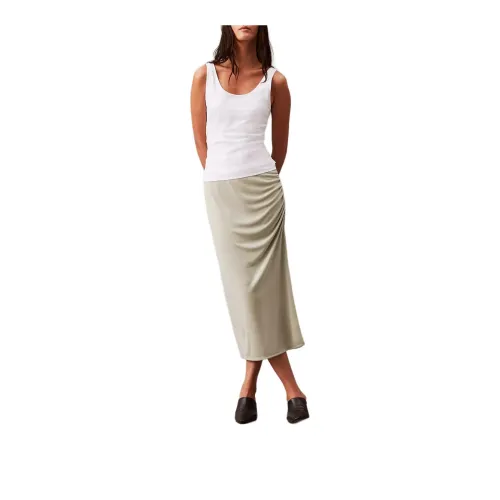 CALVIN KLEIN Casual Long Skirts Women's Desert Sage Green