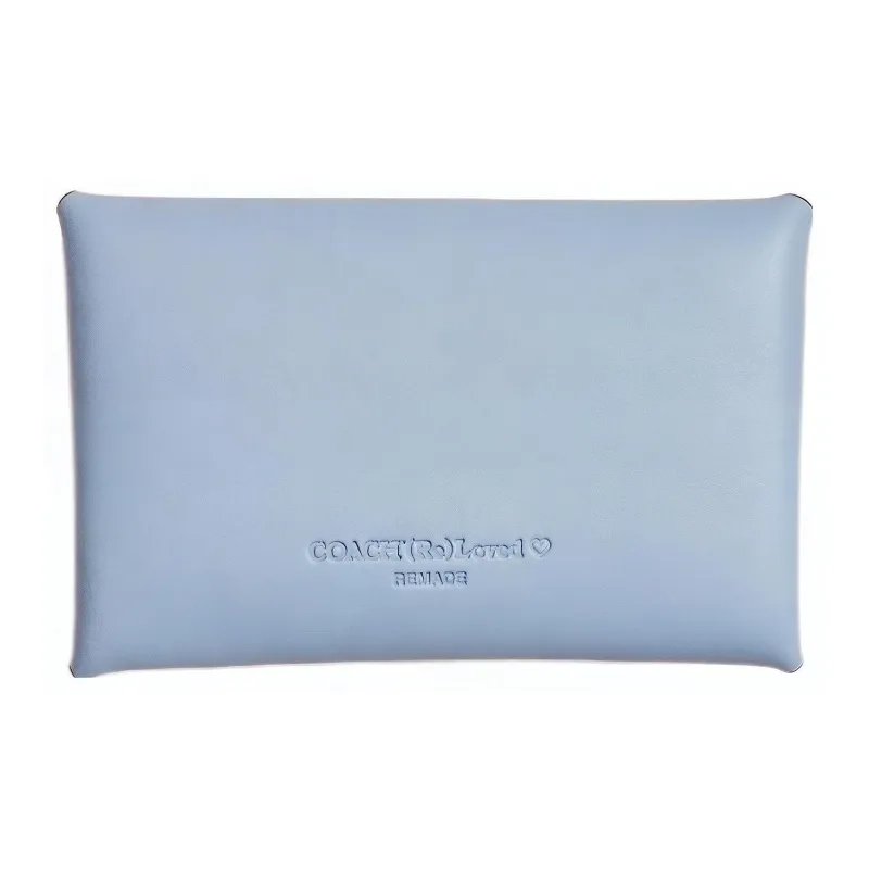 COACH Pouch Pebbled Leather Clutch Coin Purse Women's Light Blue-1