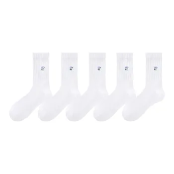 7 SEVFUN Mid Calf Socks Unisex 5 Pack White
