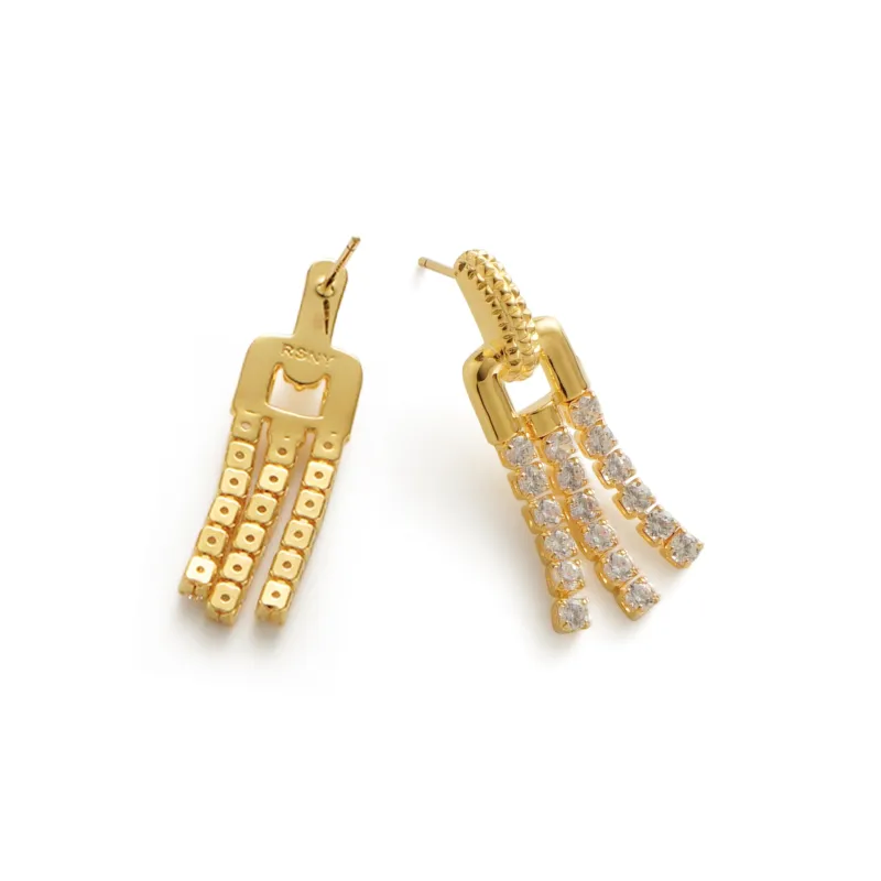 RSNY Gold Plated Copper Stud Earrings Women's-6