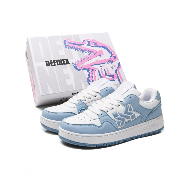 DEFINEX Skateboard Shoes Unisex Low Top White/Blue/Brown-0