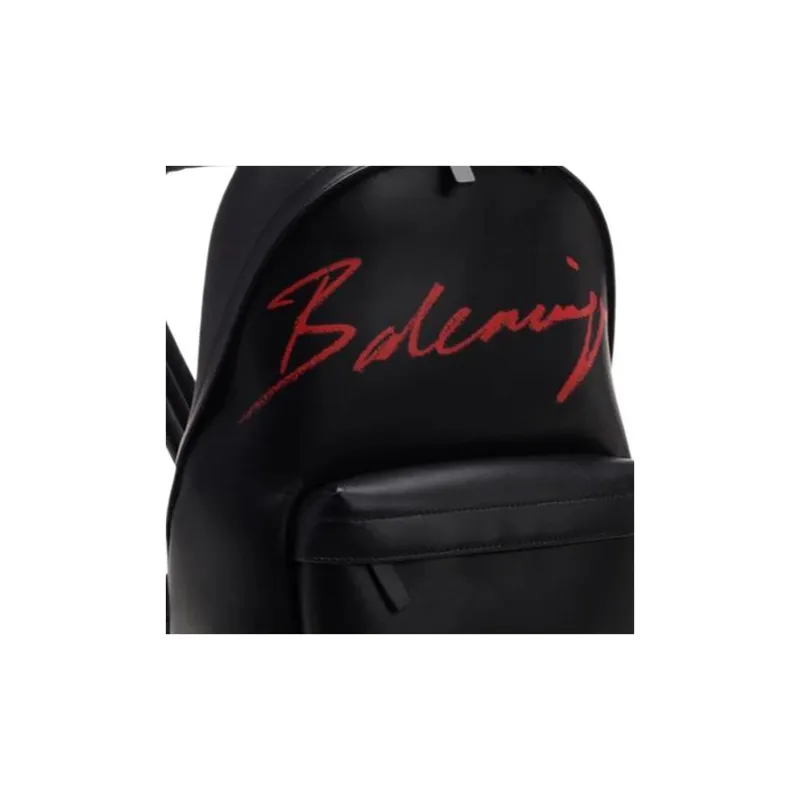 Balenciaga Leather Backpack Unisex Black & Red-4