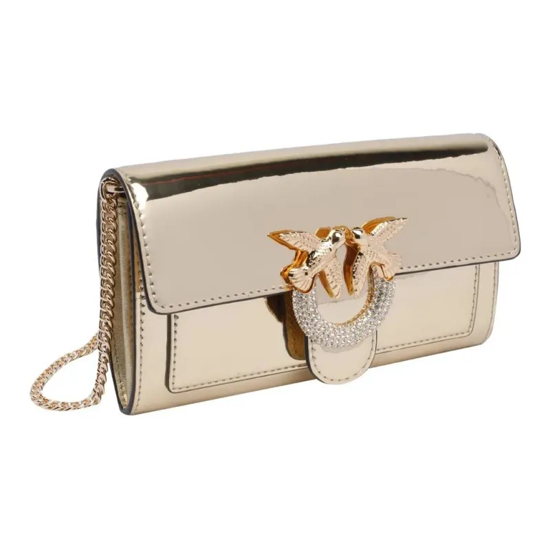 PINKO Patent Leather Shoulder Bag Women's Gold-1