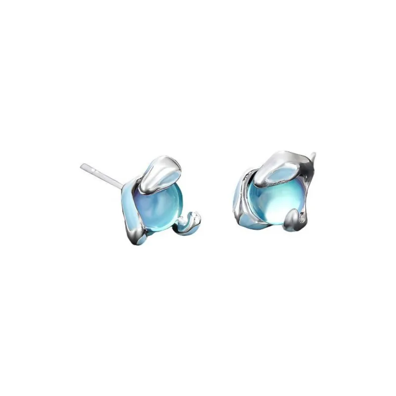 Vegetarian Silver Plated Stud Earrings Unisex-0