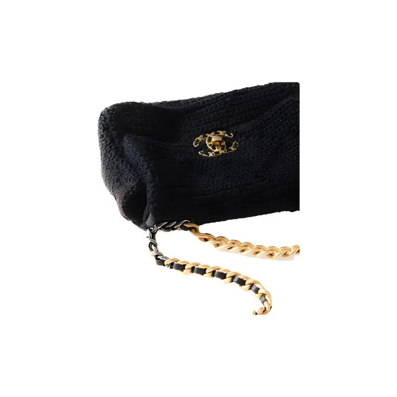 CHANEL 19Bag Hooked Flower Handbag Women's Black-3