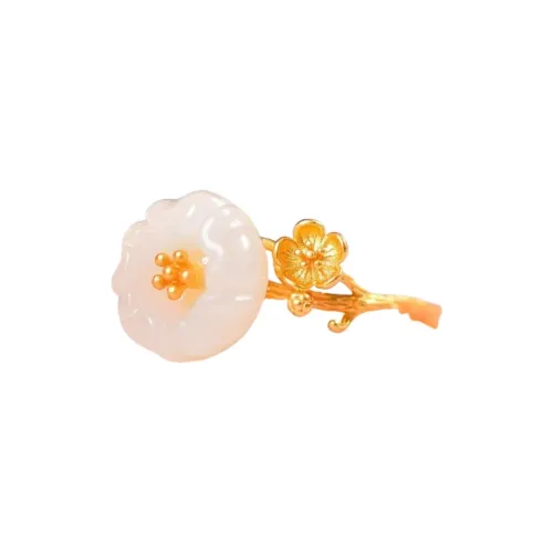 Grace Hetian Jade Rings Pale Greenish White Jade Women's