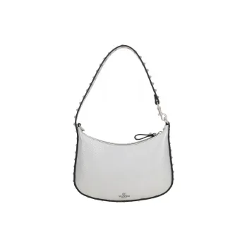 Valentino Grain Laminated Leather Hobo Bag, Handbag, Shoulder Bag Mini Women's Silver
