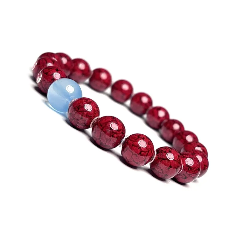 MOUNTAINS AND MANS Cinnabar New Chinese Style Good Luck Beaded Bracelet Unisex-5