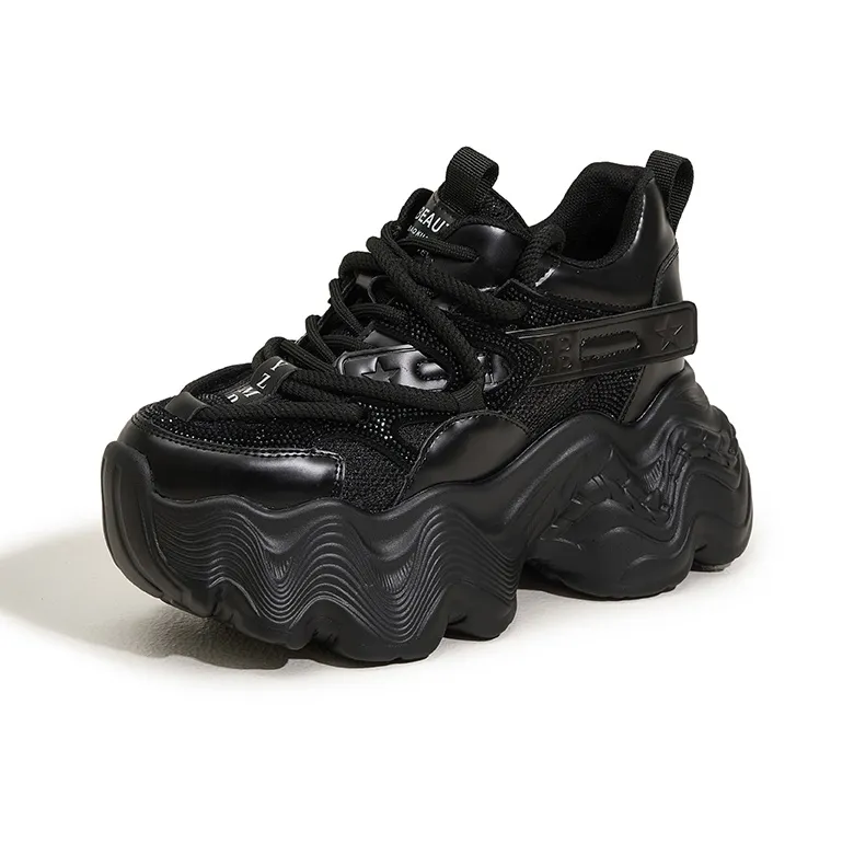 Milan Love Song Cushioned Wear Resistant Height Increasing Low Top Chunky Sneakers Women's-6