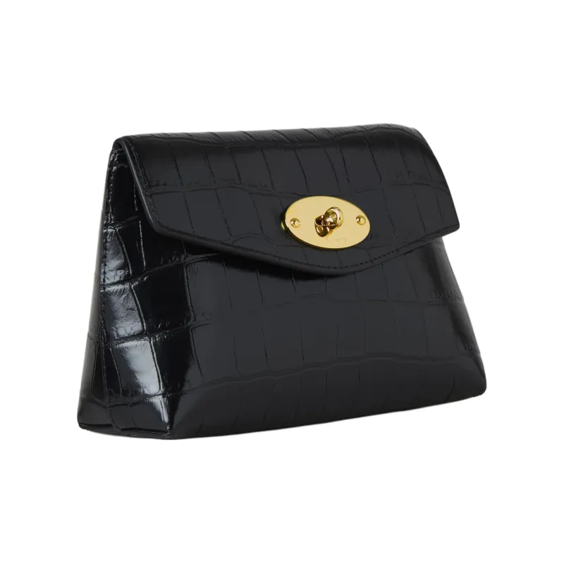 Mulberry Darley Cow Leather Makeup Bag Small Size Women's Black-1