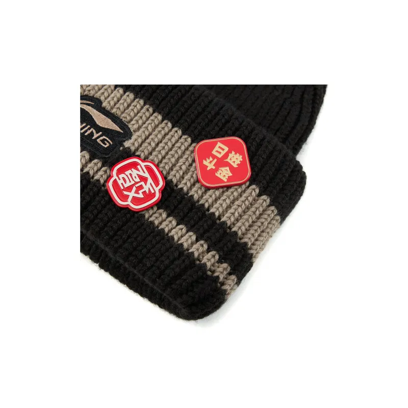 LiNing Rijin Doujin Collection Knitted Fabric Beanies Unisex Black-2